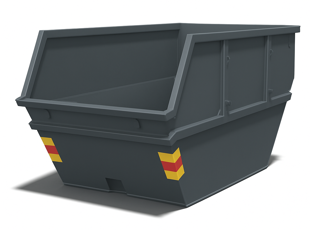 Öppen entreprenadcontainer 10 m3 för byggavfall och entreprenadprojekt